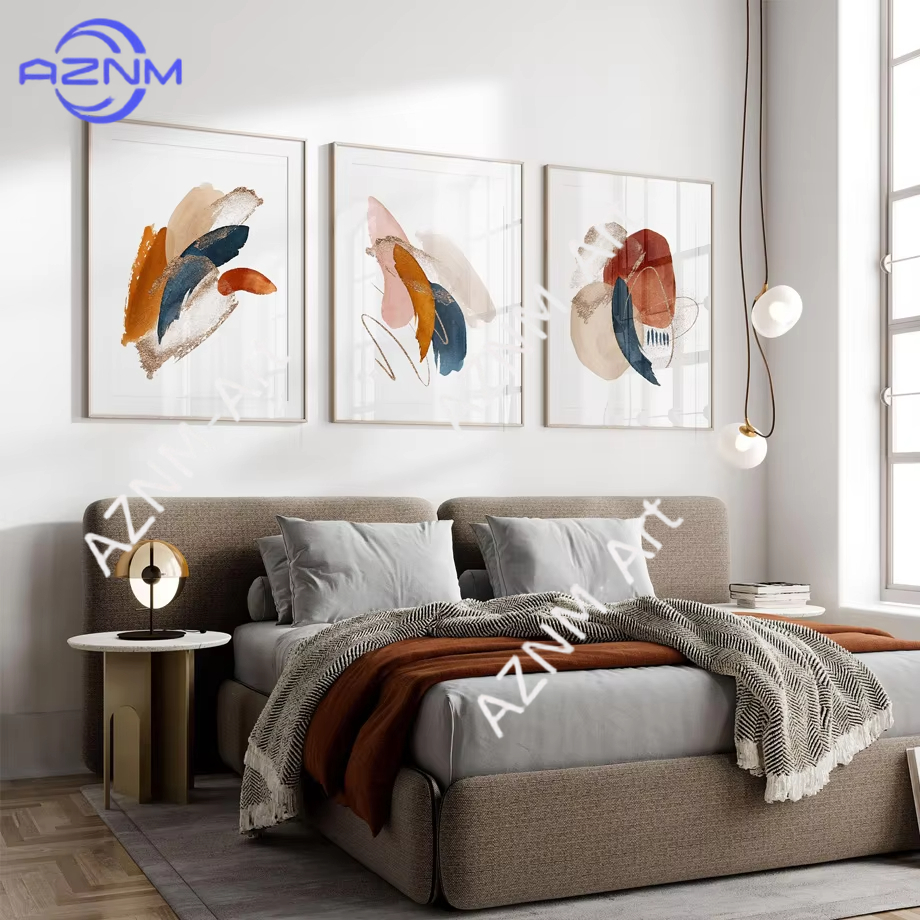 Home Decor Orange - 1/3pcs Blue Orange Terracotta Watercolor Wall