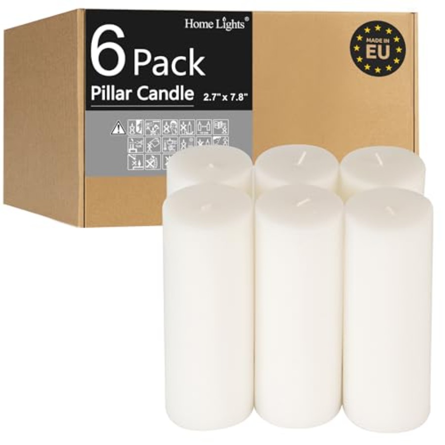 Home Decor White - HomeLights Pillar Candles - 2.7x8 inch