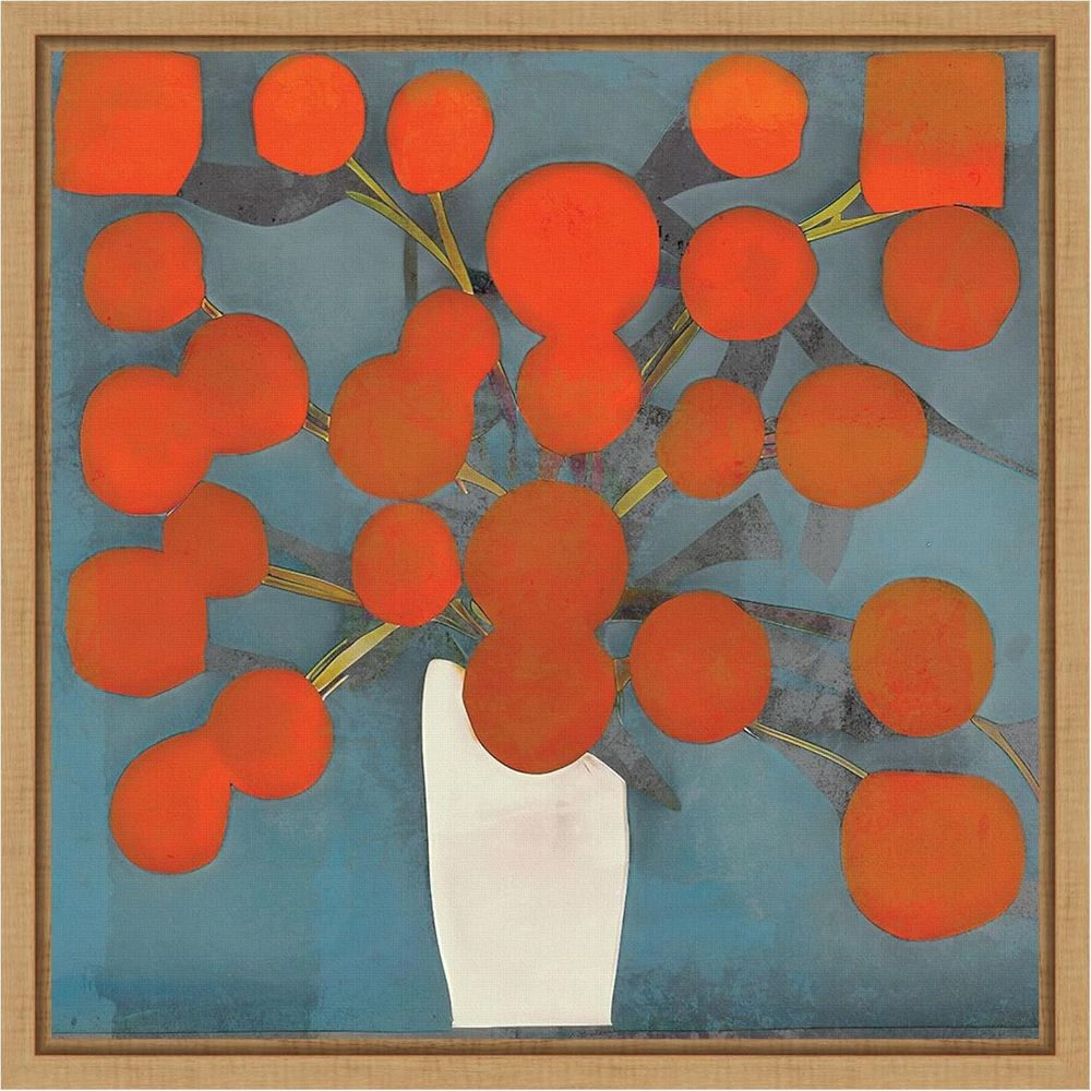 Home Decor Orange - 16x16 Abstract Orange Flowers Canvas Wall