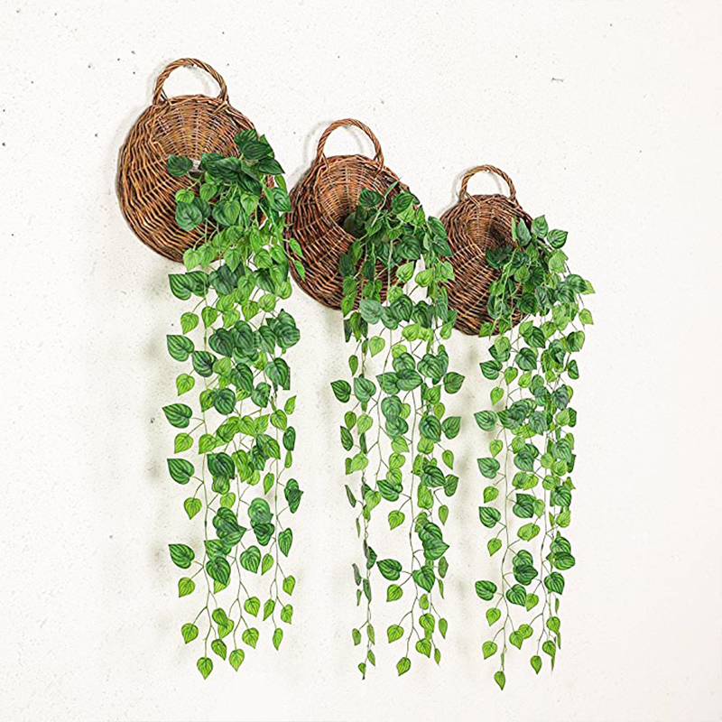 Woven Wall Basket - Artificial Basket Rattan Hanging Plants Ivy