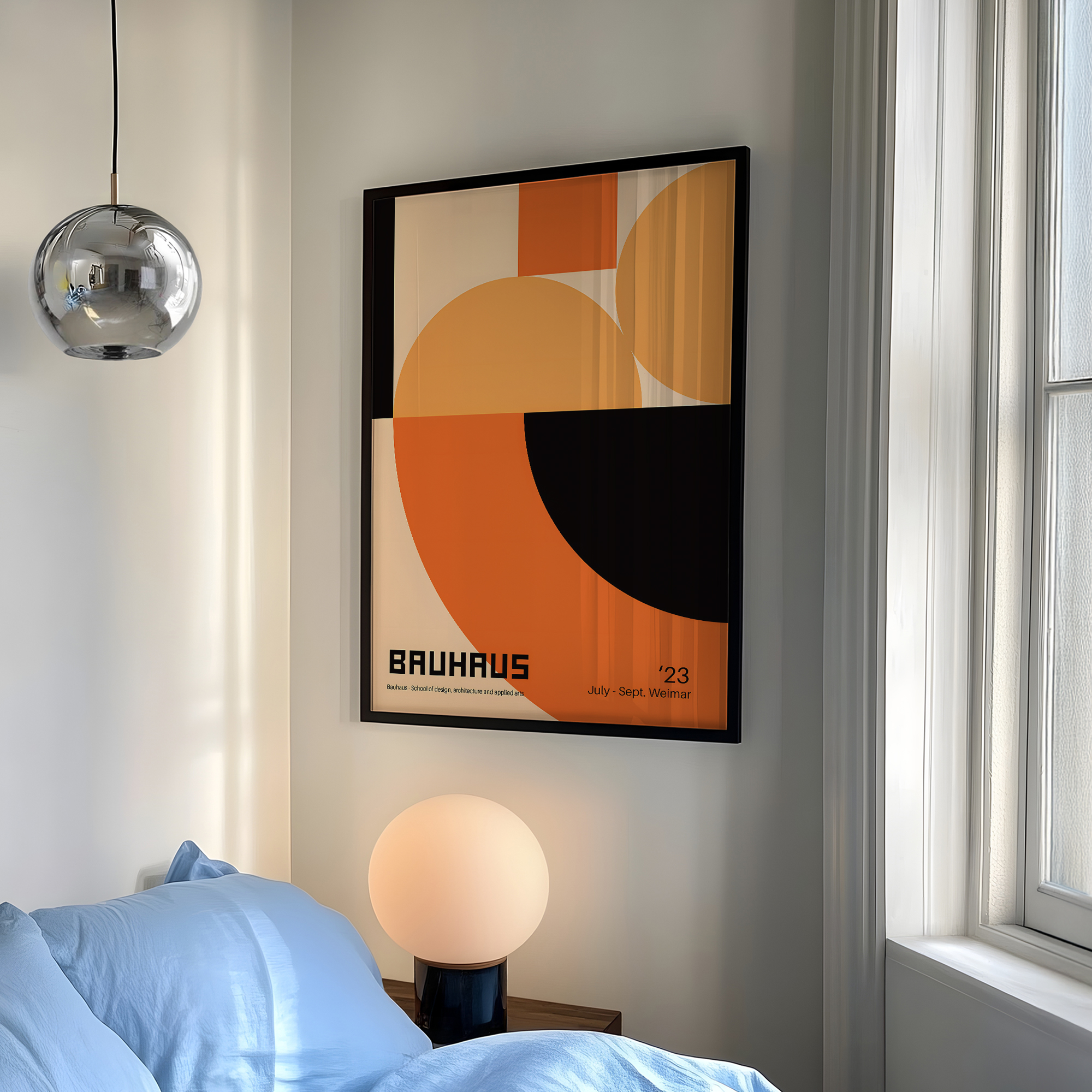 Home Decor Orange - Modern Geometry Bauhaus School Orange Wall