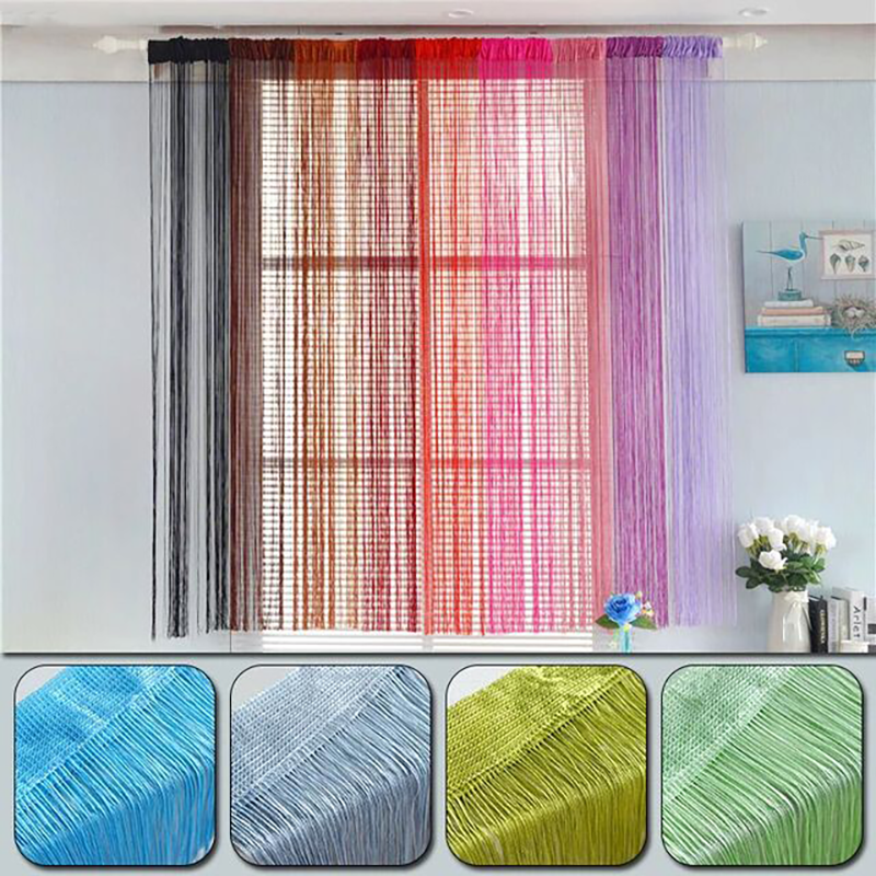 Home Decor Window Blinds - Multi-color Thread Line Curtains for Living