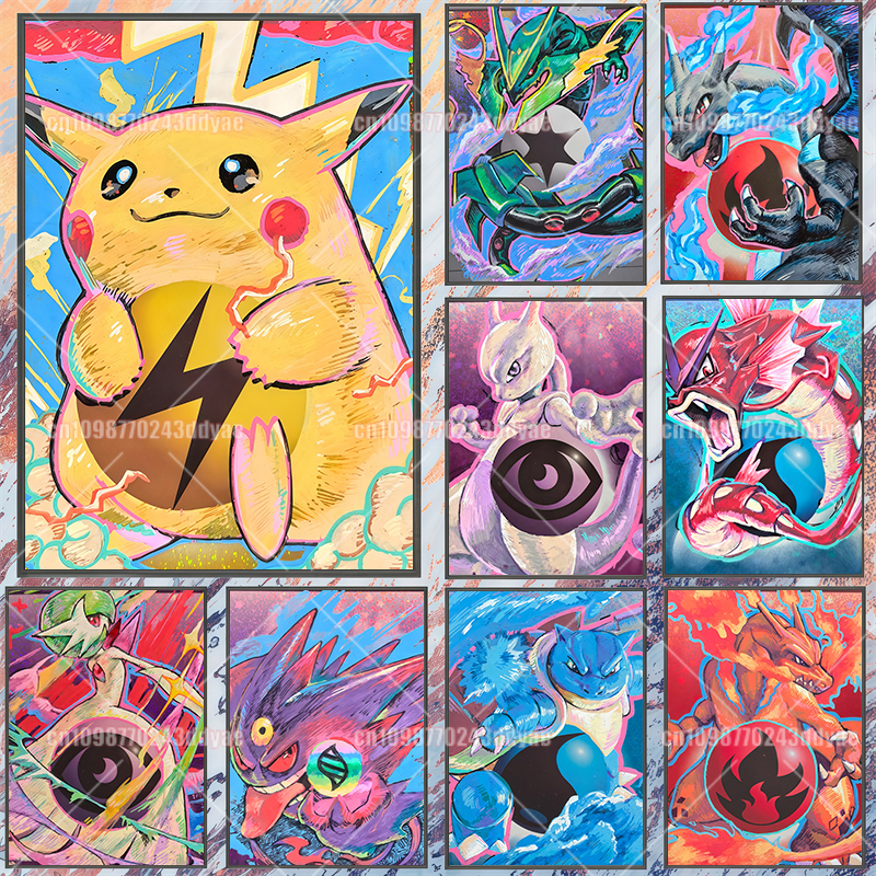 Canvas Painting - Anime Pokémon Gengar Mewtwo Charizard Pikachu