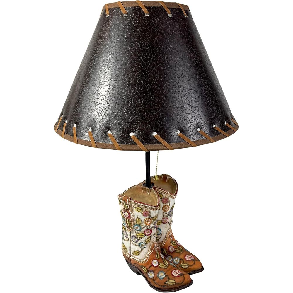 Home Decor Lamp - Western Cowboy Boot Table Lamp, Turquoise