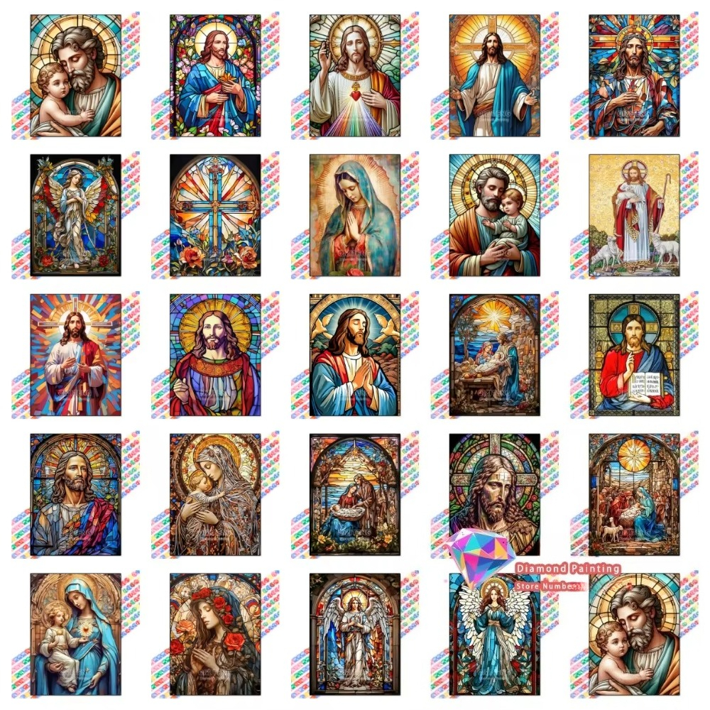Home Decor Jesus - 1PC frameless Easter Jesus Square Round