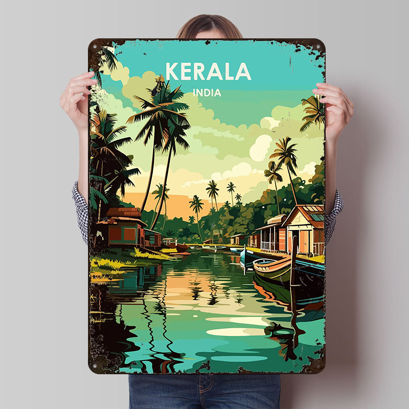 Home Decor Kerala - Travel to Kerala Metal Poster Vintage