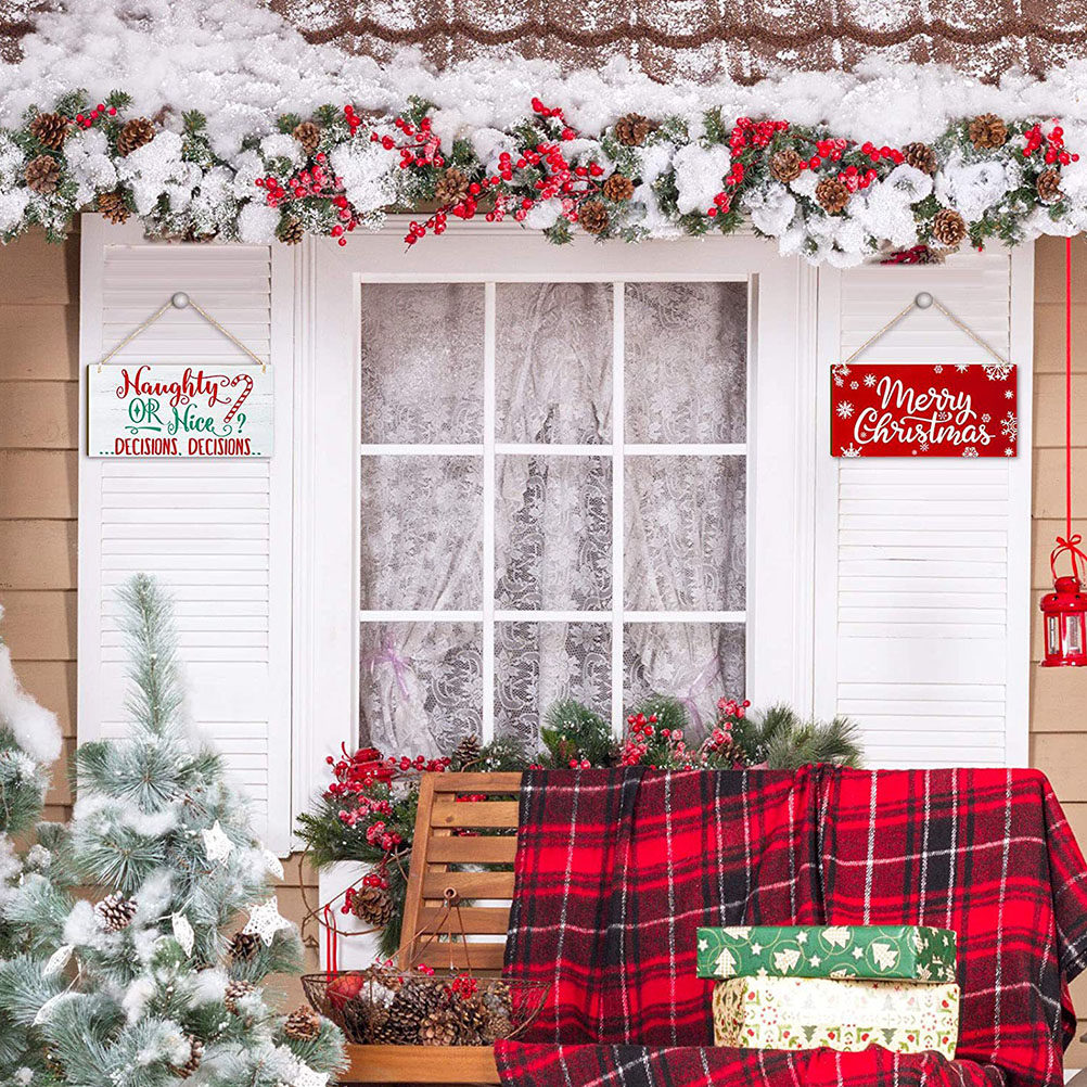 2Pcs Festive Wooden Xmas Door  - Home Decor Shop review and price