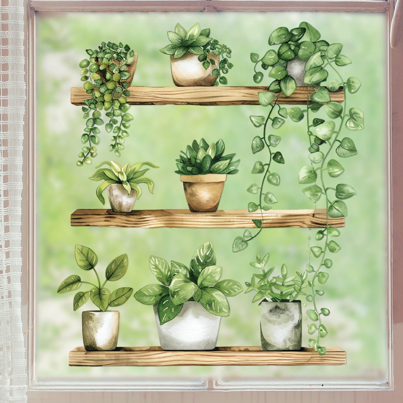 1pc Green Plant Potted Cute Ca - Home Decor Window Blinds review and price