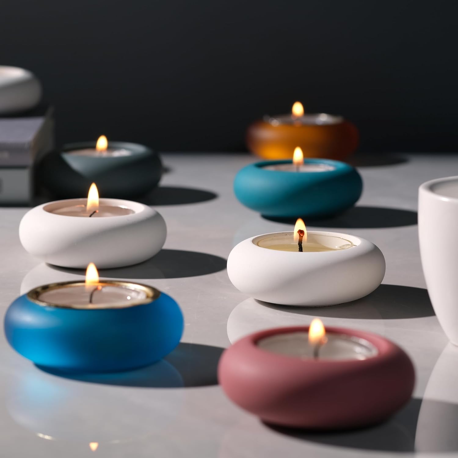 Handmade Pebble Tealight Candl - Home Decor White review and price