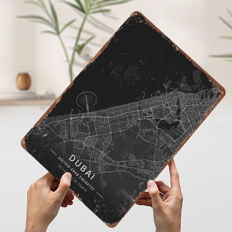 Dubai UAE Tin Sign Wall Art Po - Home Decor Uae review and price