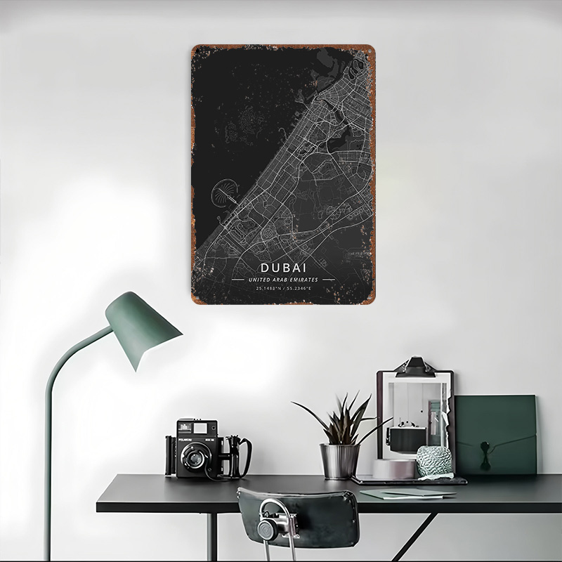 Dubai UAE Tin Sign Wall Art Po - Home Decor Uae review and price