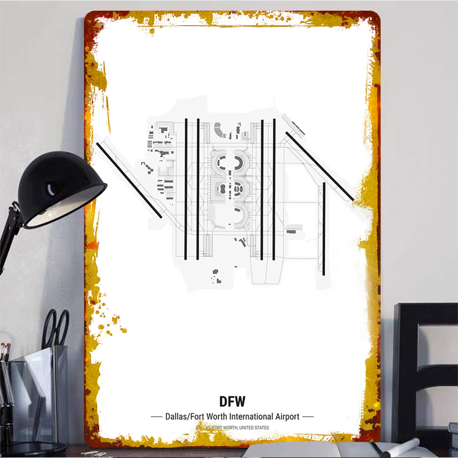 DFW Airport Map Metal Wall Art - Home Decor Dallas review and price