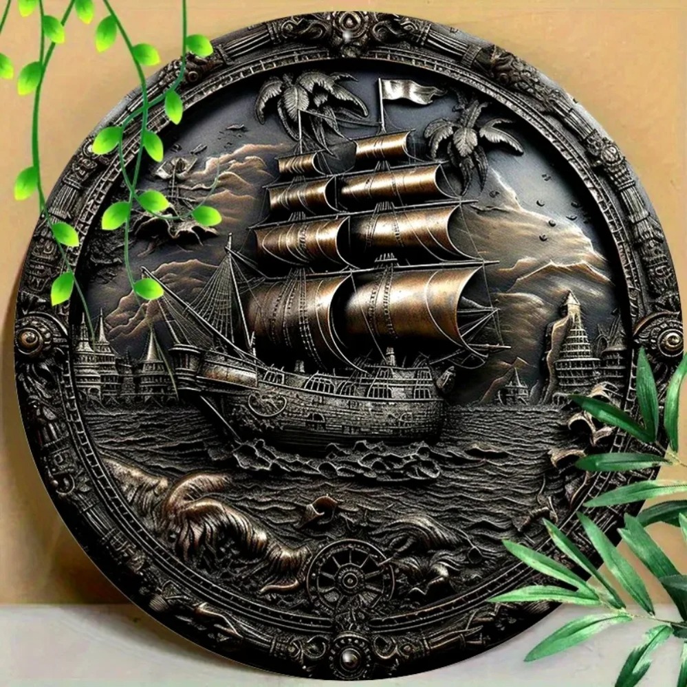 3D Pirate Ship Metal Wall Art: - Home Decor Shop review and price