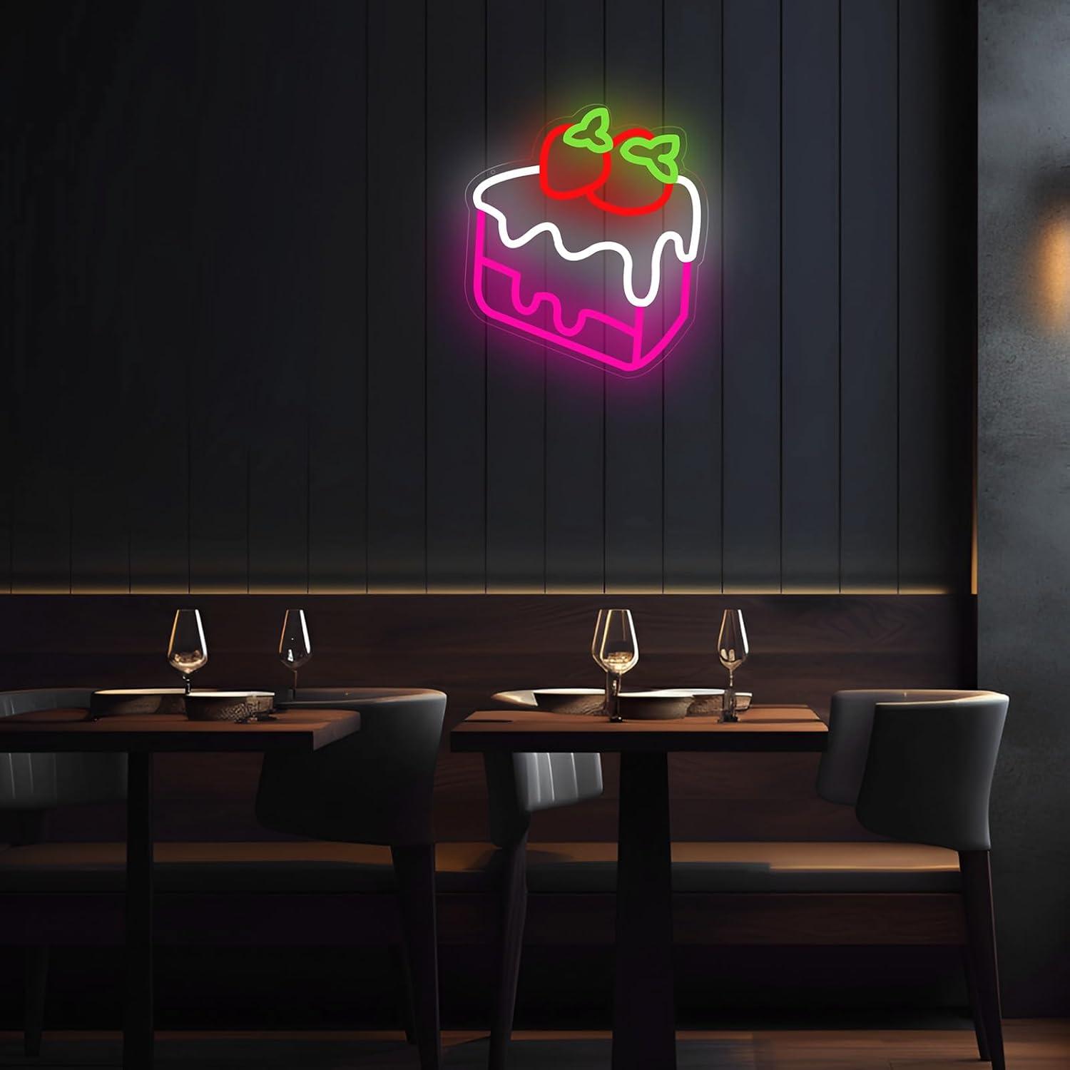 Strawberry Cake Neon Sign Frui - Home Decor Shop review and price