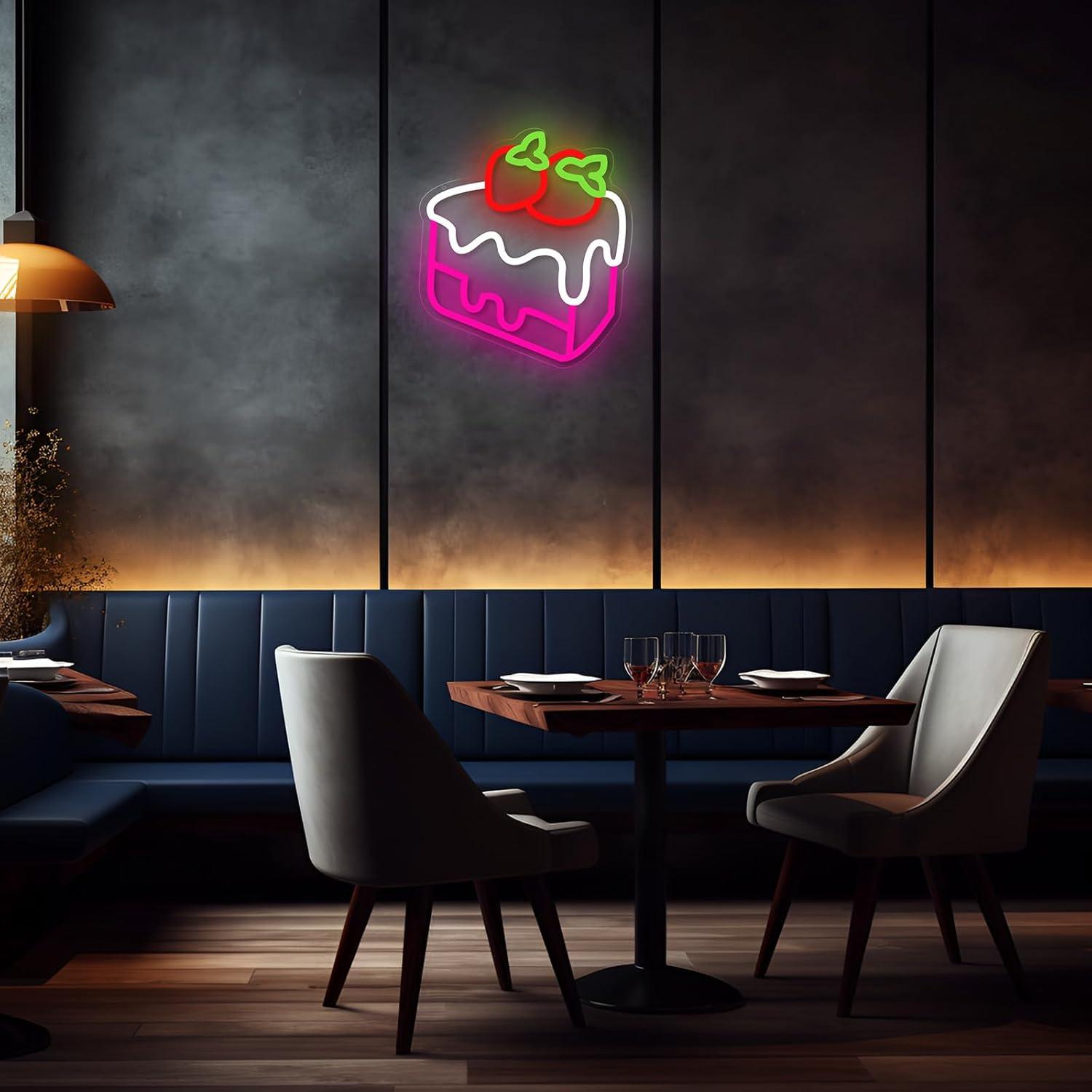 Strawberry Cake Neon Sign Frui - Home Decor Shop review and price