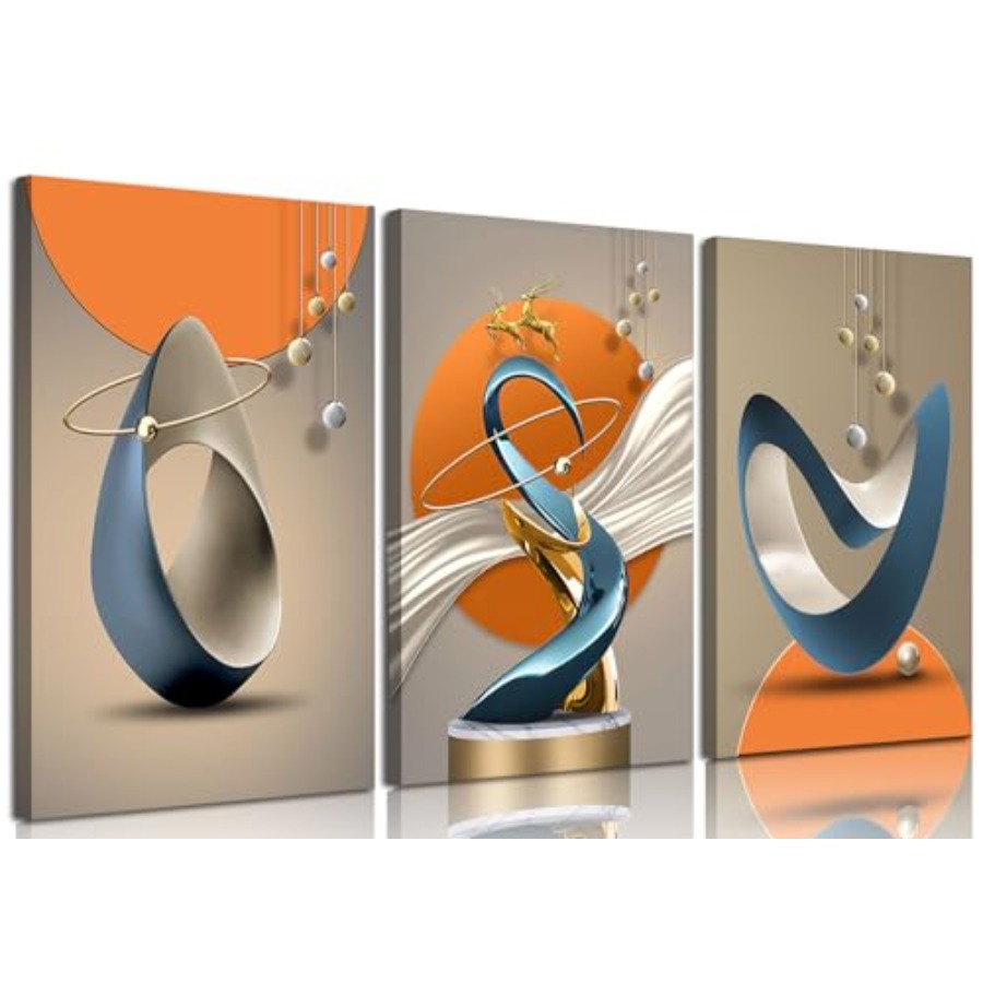 3 Pcs Modern Abstract Canvas W - Home Decor Orange review and price