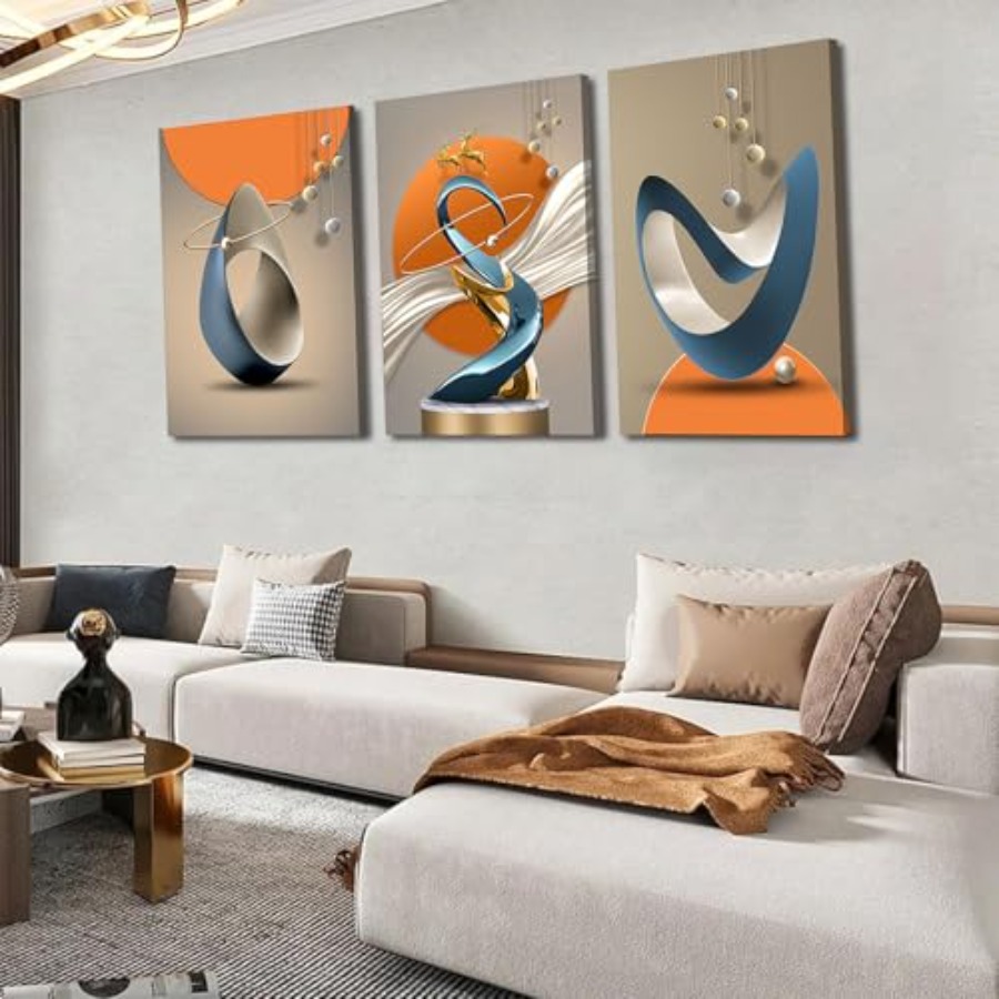 3 Pcs Modern Abstract Canvas W - Home Decor Orange review and price