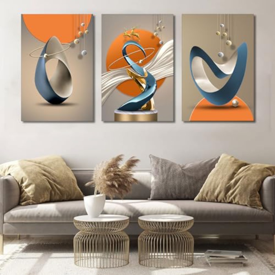 3 Pcs Modern Abstract Canvas W - Home Decor Orange review and price