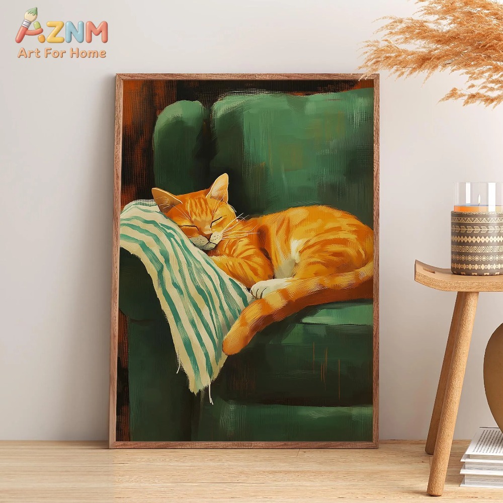 Cozy Cat Whimsical Sleeping Ca - Home Decor Orange review and price