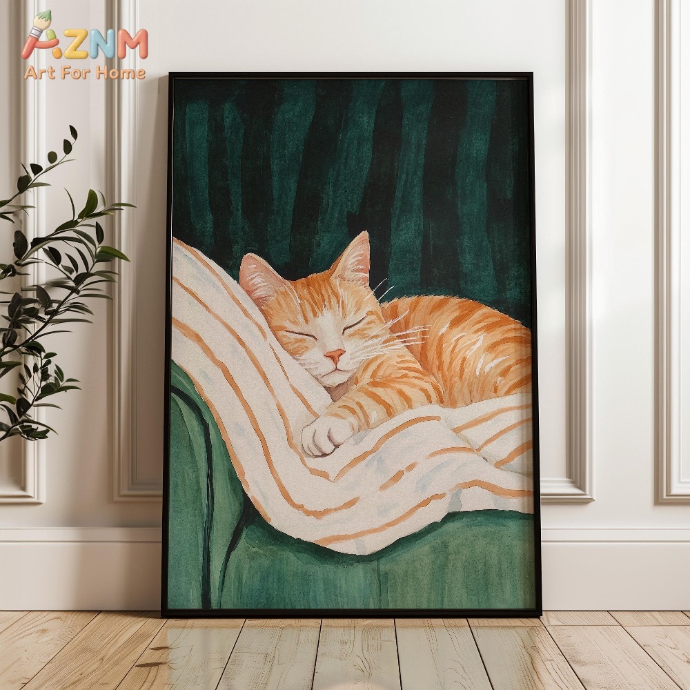 Cozy Cat Whimsical Sleeping Ca - Home Decor Orange review and price