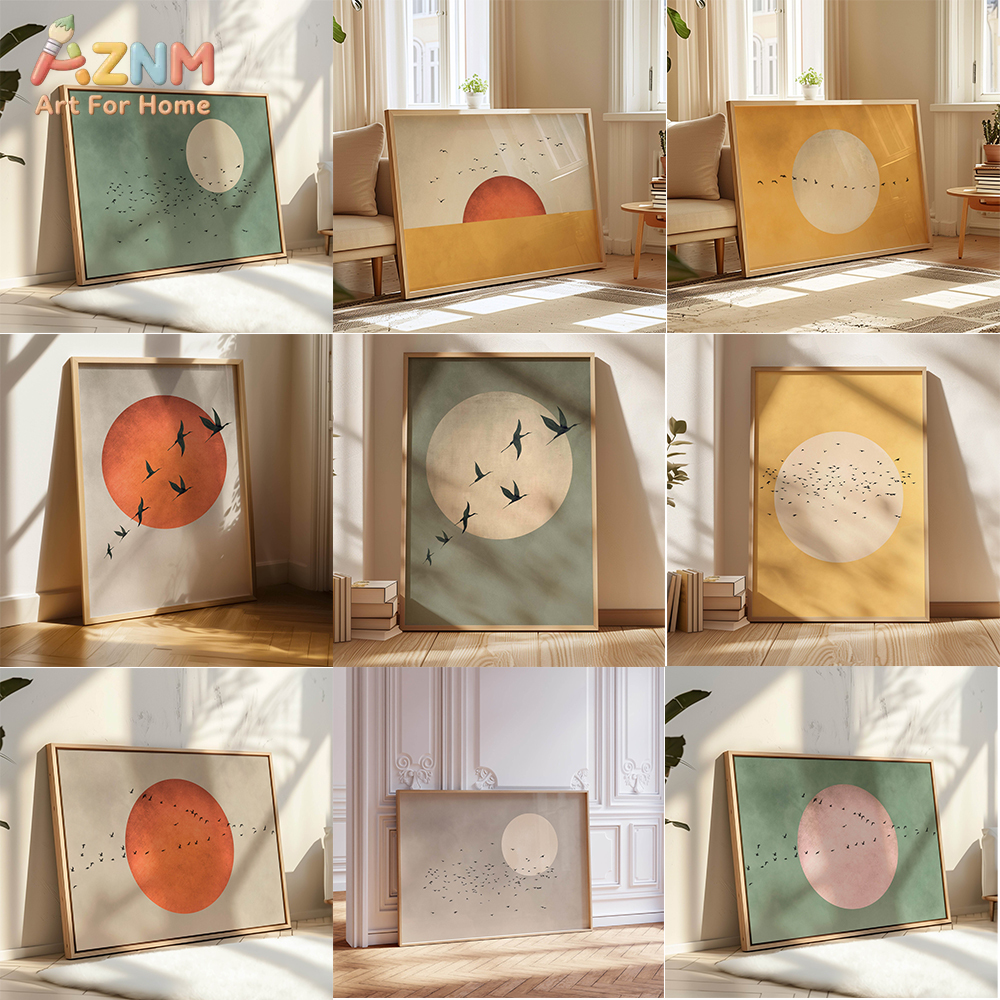 Sage Green Yellow Flock of Bir - Home Decor Orange review and price
