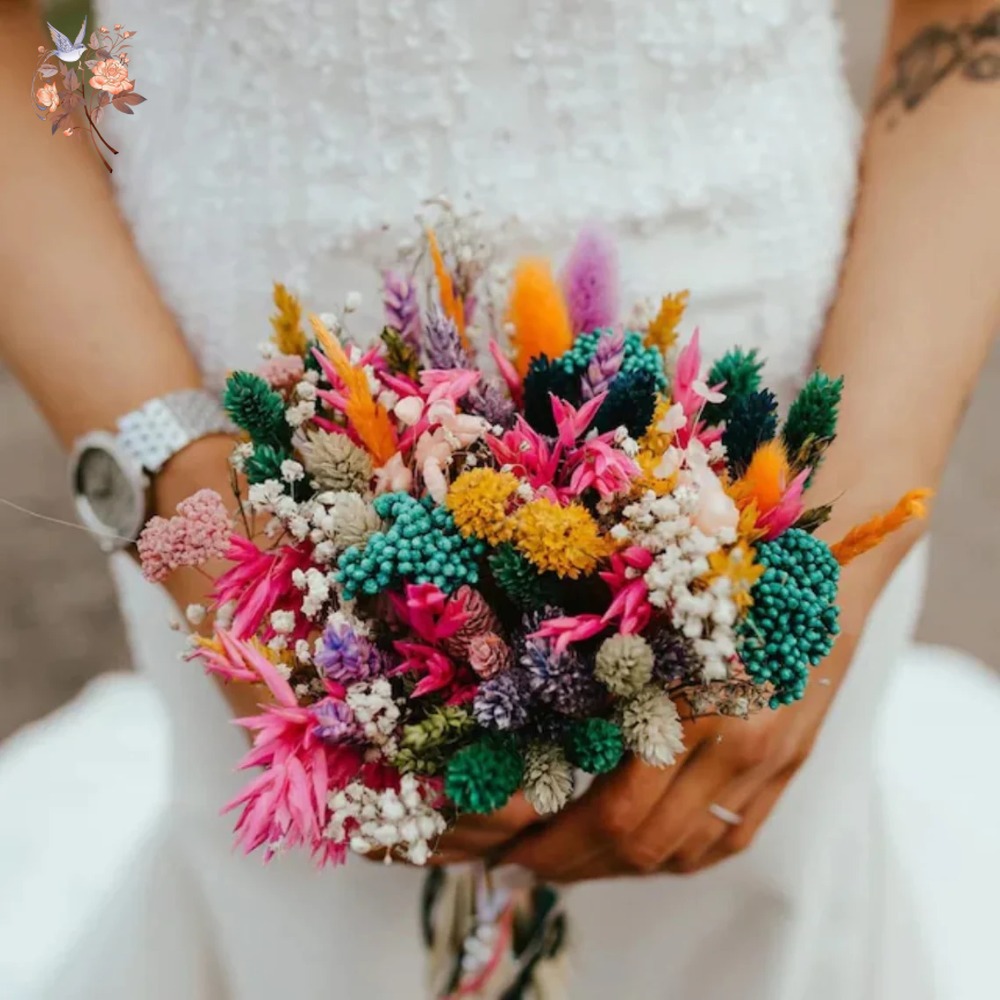 Colorful Dried Flowers Wedding - Dried Flower Bouquet review and price