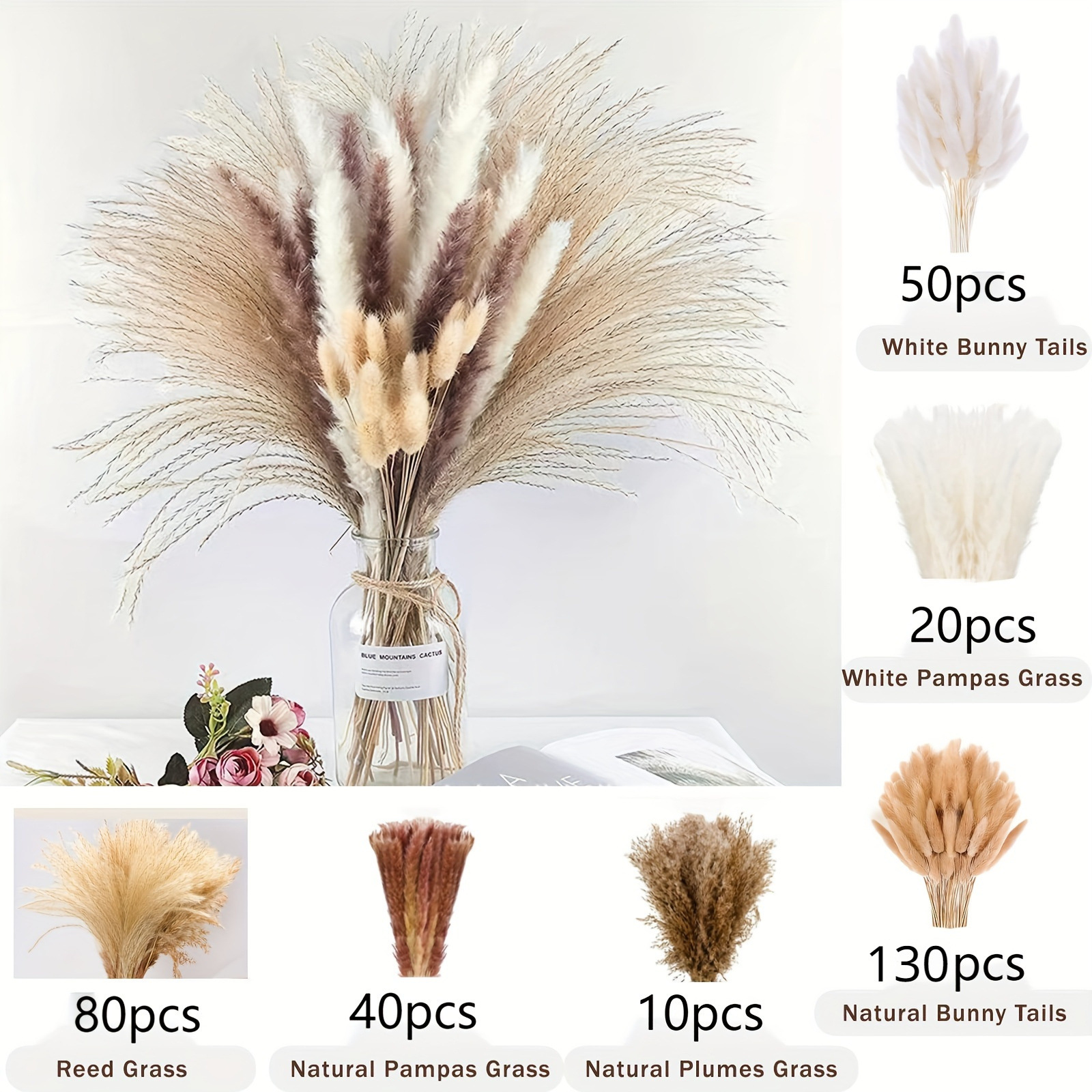 330PCS Mixed Reed Pampas Grass - Dried Flower Bouquet review and price