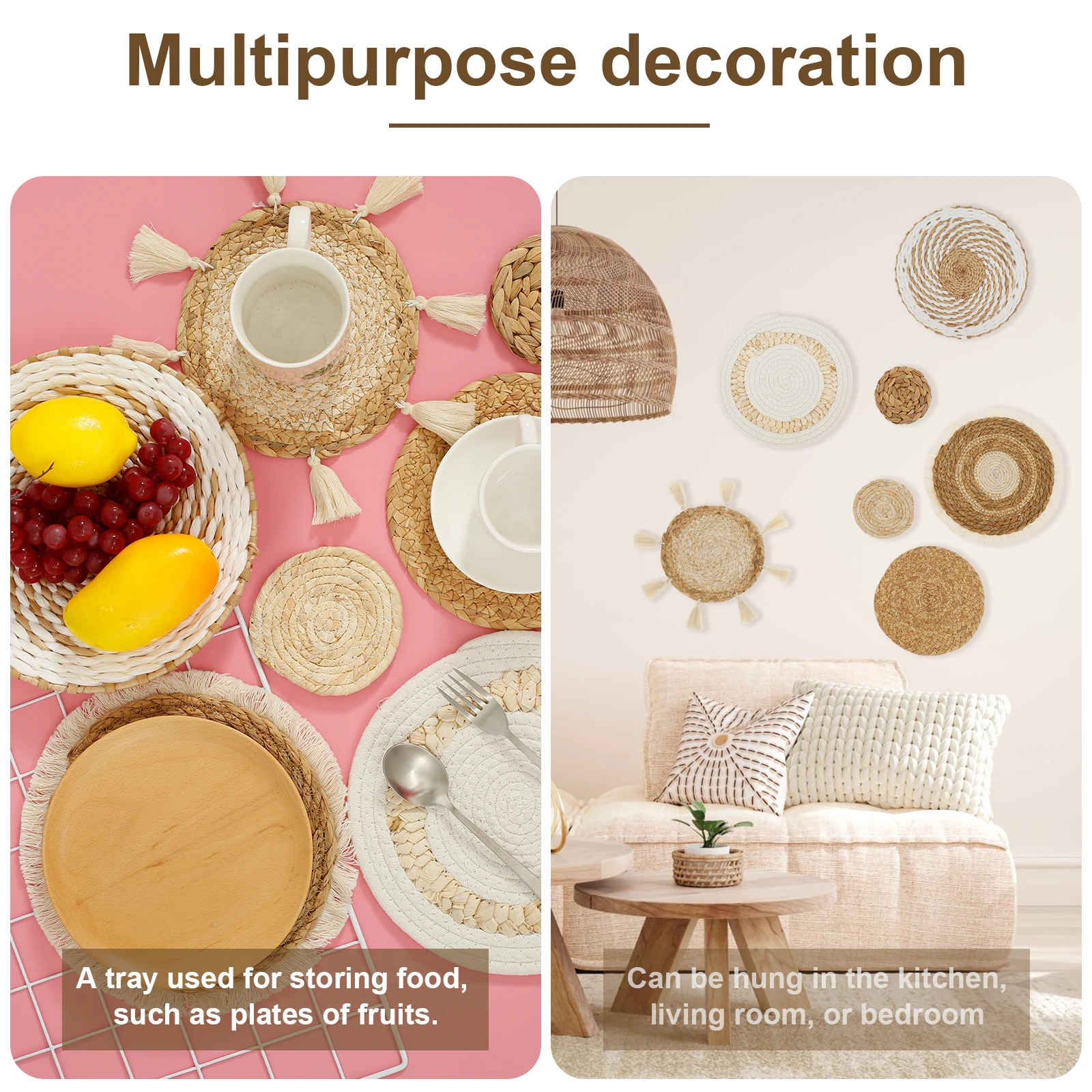7pcs Woven Basket Wall Decor B - Woven Wall Basket review and price