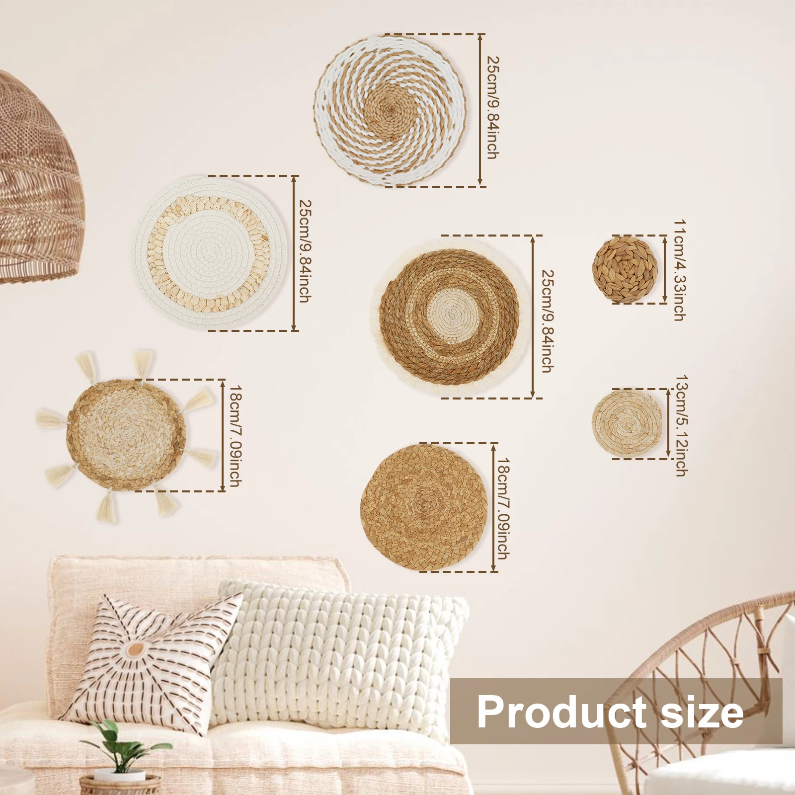 7pcs Woven Basket Wall Decor B - Woven Wall Basket review and price