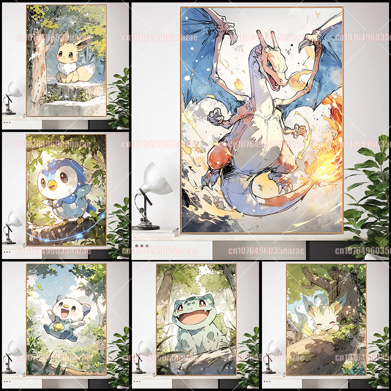 Pokemon Pikachu Charmander Bul - Canvas Painting review and price