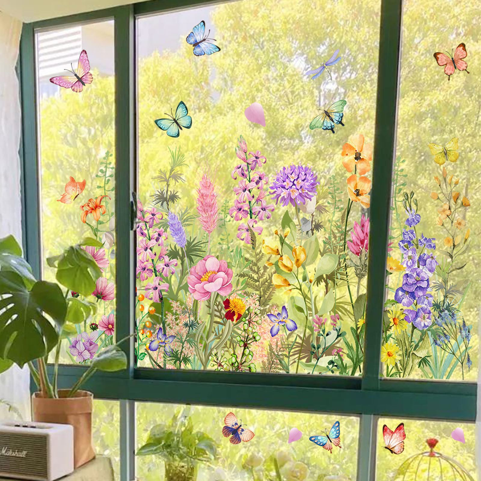 Watercolor Colored Flowers But - Home Decor Window Blinds review and price