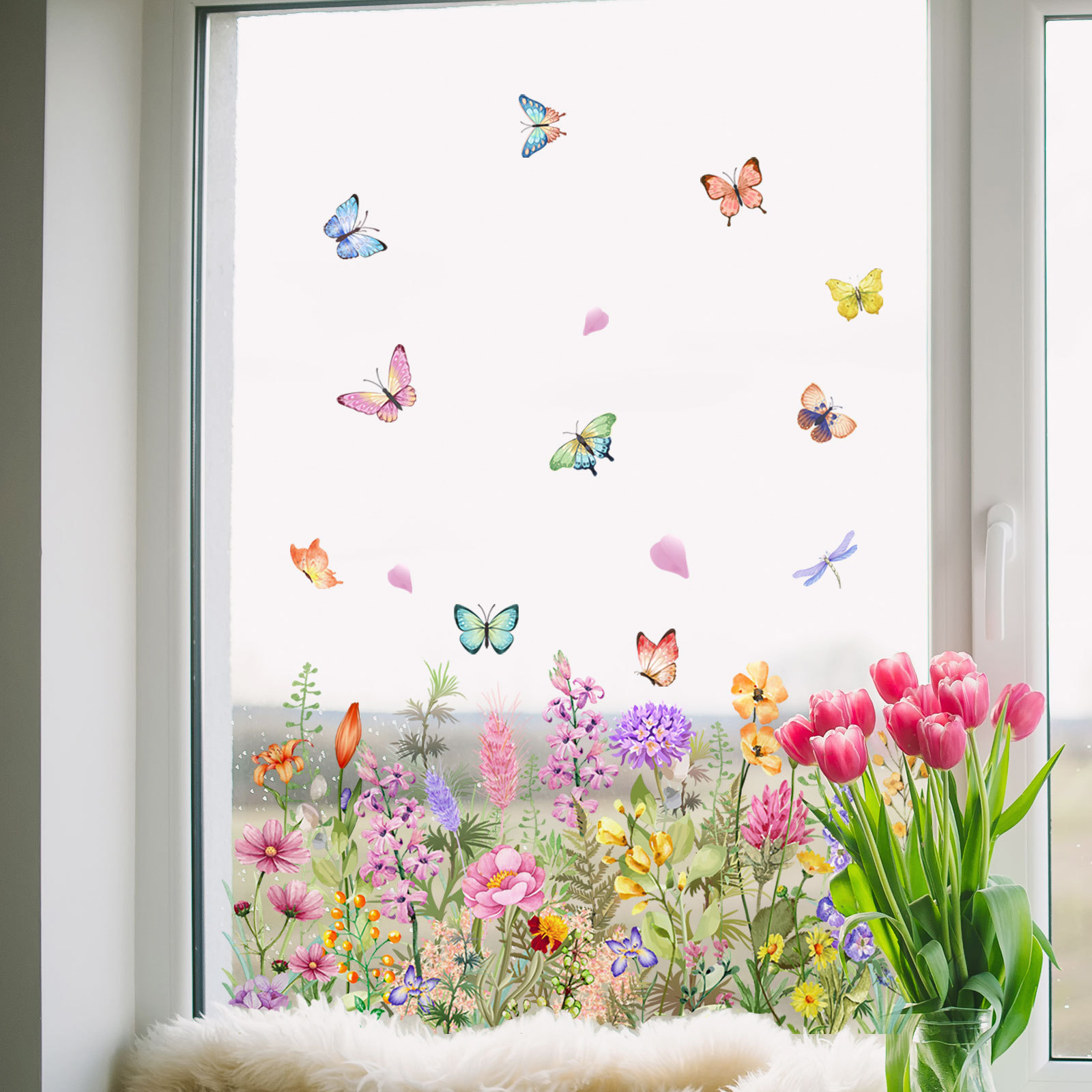 Watercolor Colored Flowers But - Home Decor Window Blinds review and price