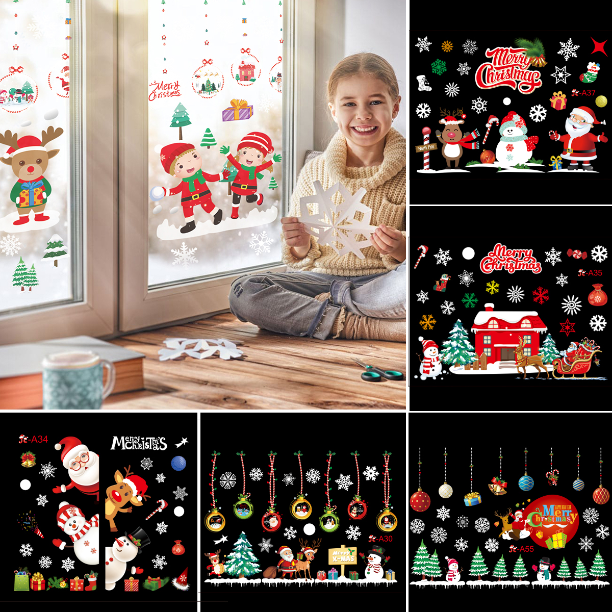 2025 Merry Christmas Wall Stic - Home Decor Window Blinds review and price