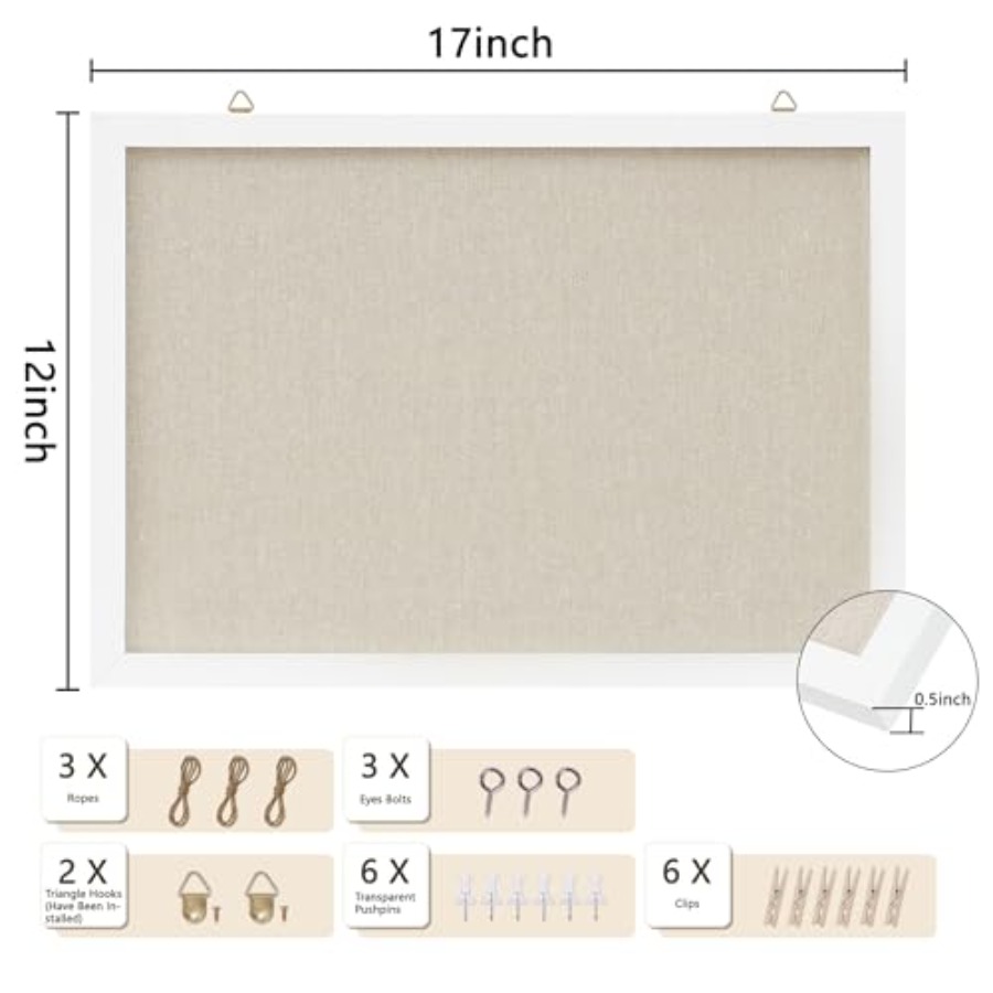 Cork Board with Linen White, B - Home Decor White review and price
