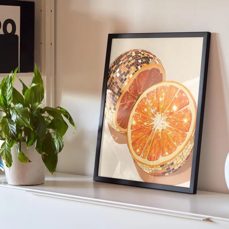 Modern Orange Disco Ball  Wall - Home Decor Orange review and price