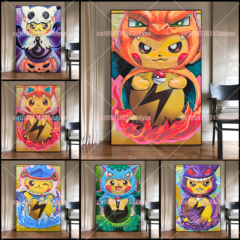 Anime Pokémon Gengar Mewtwo Ch - Canvas Painting review and price