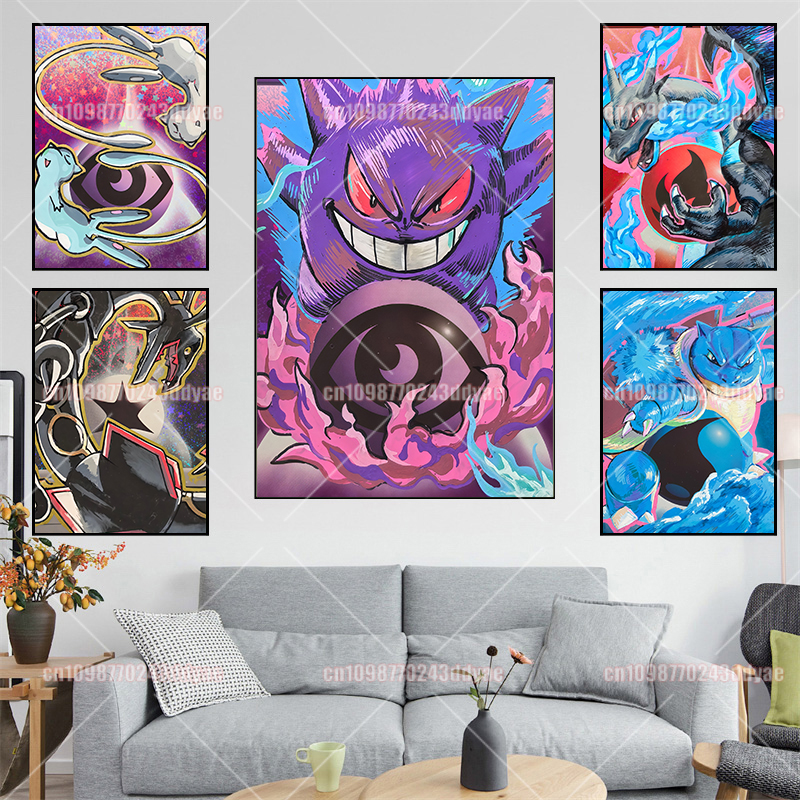 Anime Pokémon Gengar Mewtwo Ch - Canvas Painting review and price